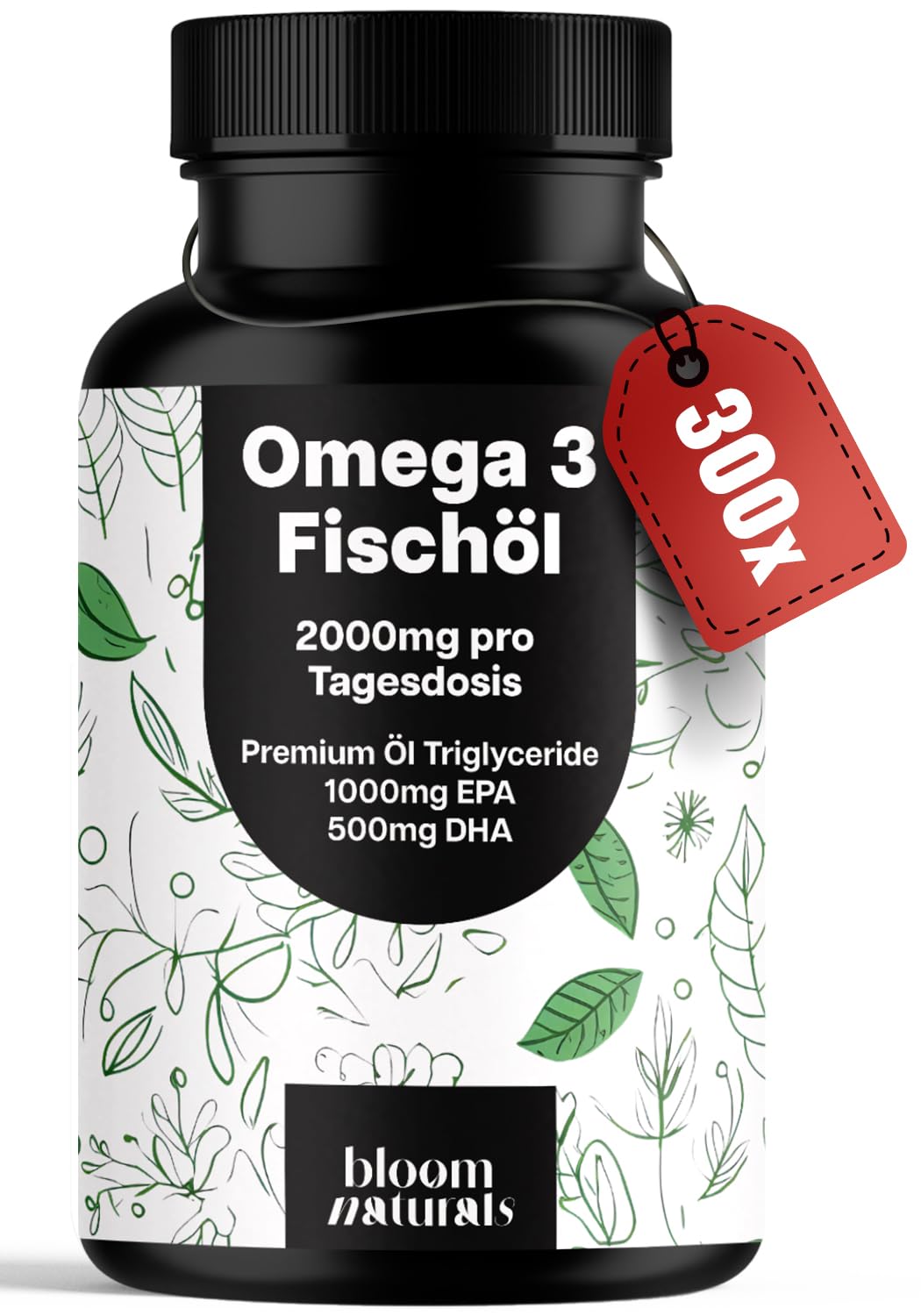 Omega 3 2000mg Kapseln - 300 Stück - Premium Fischöl