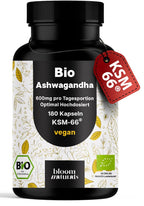 Hochdosierte Bio Ashwagandha Kapseln 600 mg - 180 Stück