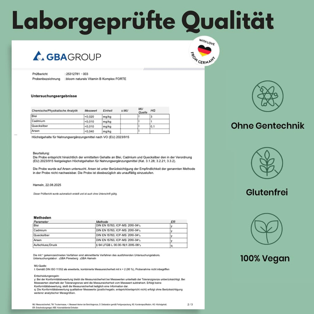 Hochdosiertes B-Komplex - 200 Tabletten - Vegan & Laborgeprüft