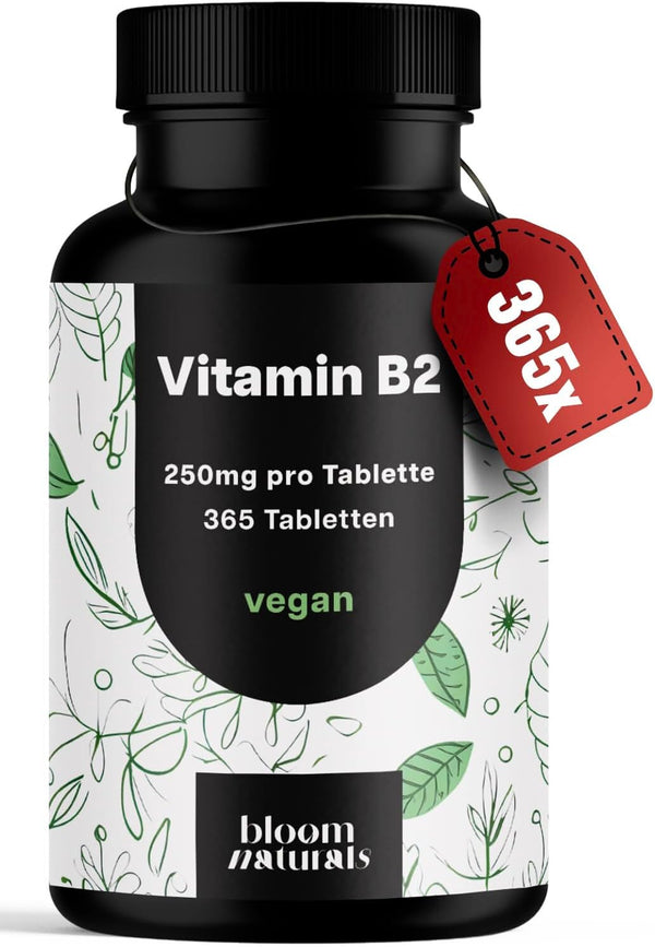 Vitamin B2 250mg - 365 Vegan Tablets - Made in Germany