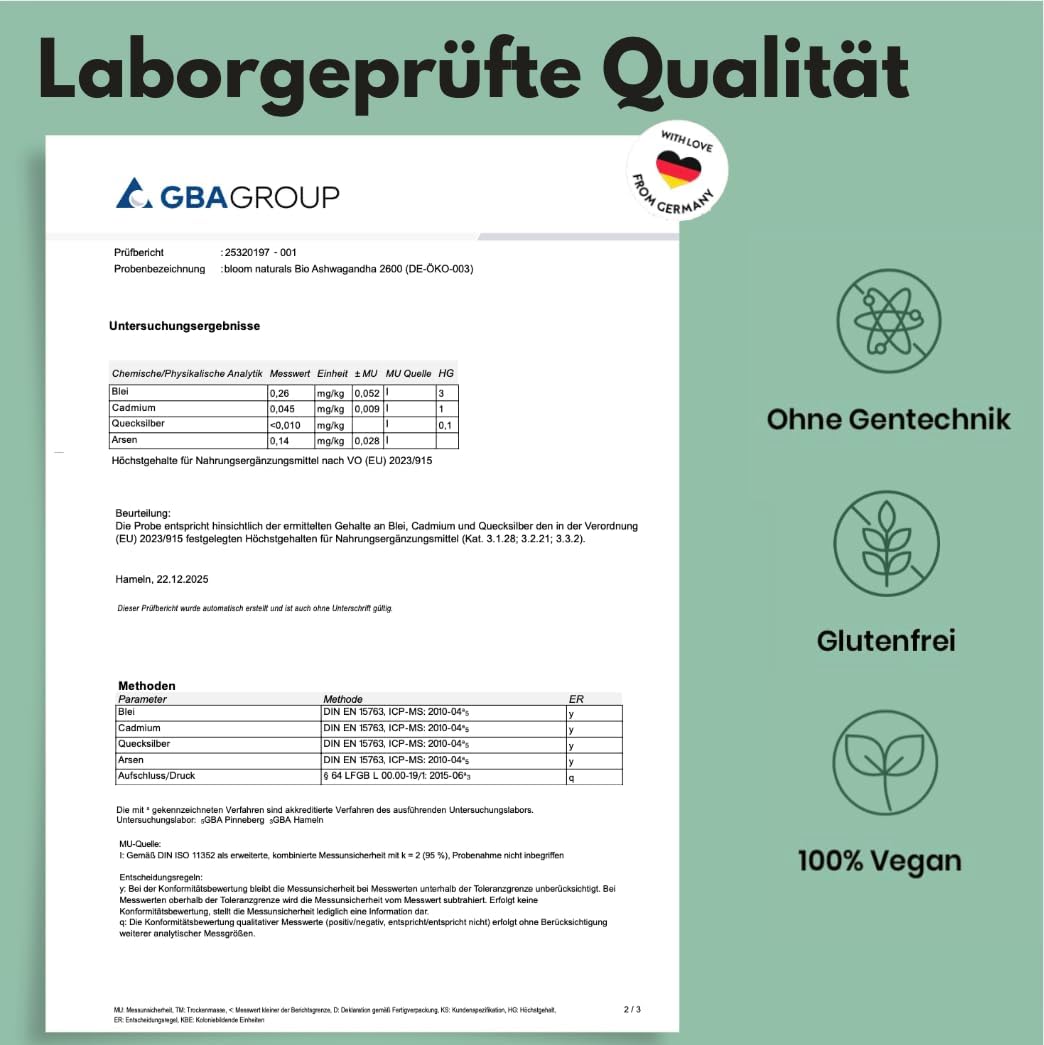 Bio Ashwagandha Kapseln 365 - Hochdosiert & Vegan