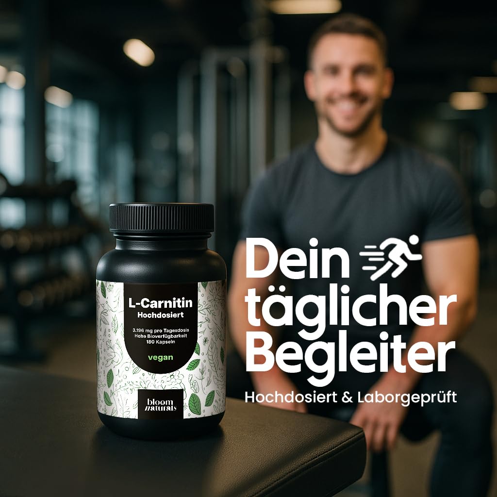 Hochdosierte L-Carnitin Kapseln 3196mg - 180 Vegane Kapseln