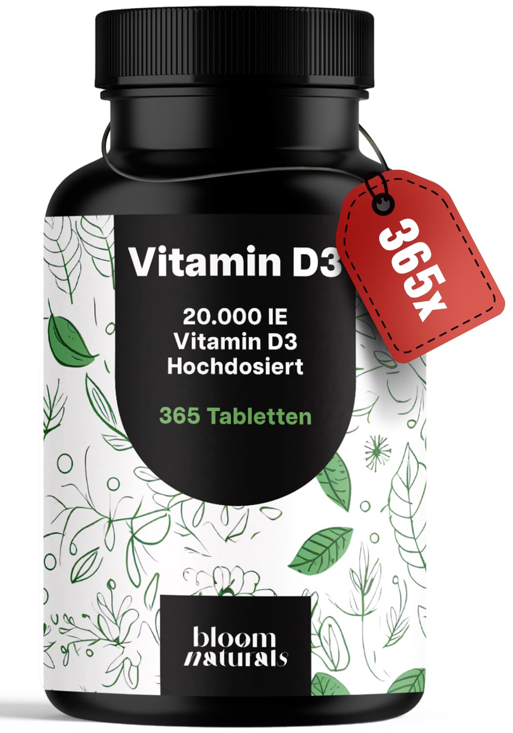 Vitamin D3 20000 IE - 365 Tabletten für Immunsystem & Knochen
