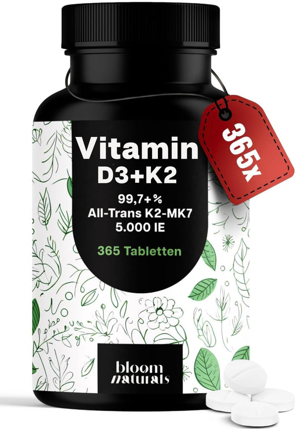 Vitamin D3 K2 5000 IU - 365 Tabletten
