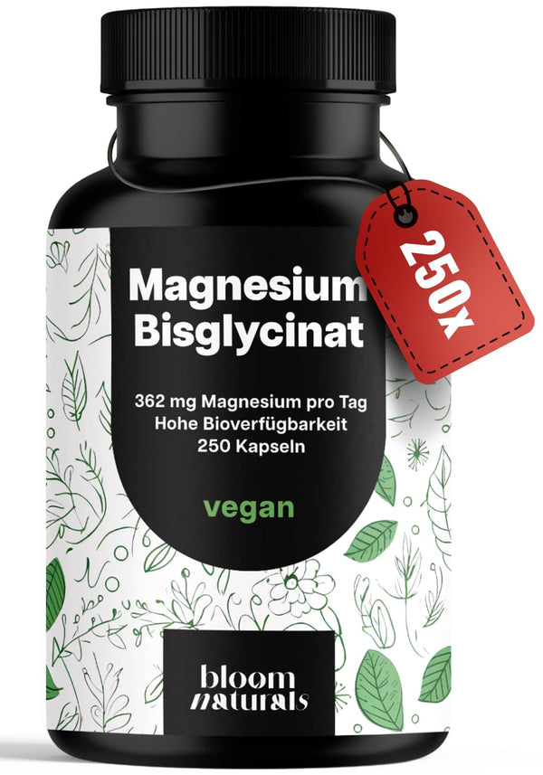 Magnesium Bisglycinat 250 Kapseln - Vegan & Laborgeprüft