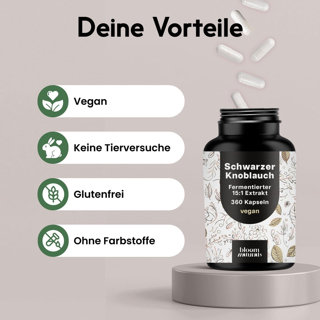 Schwarzer Knoblauch Kapseln - 360 Kapseln - Fermentierter 15:1 Extrakt - Vegan - Bild 4
