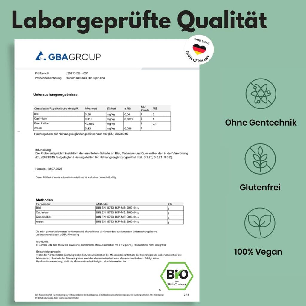 Hochdosierte Bio Spirulina Tabletten - 600 Stück, Vegan