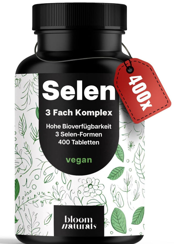 400 Tabletten Selen 200µg - 3-Fach-Komplex, Vegan & Laborgeprüft