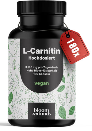 Hochdosierte L-Carnitin Kapseln 3196mg - 180 Vegane Kapseln