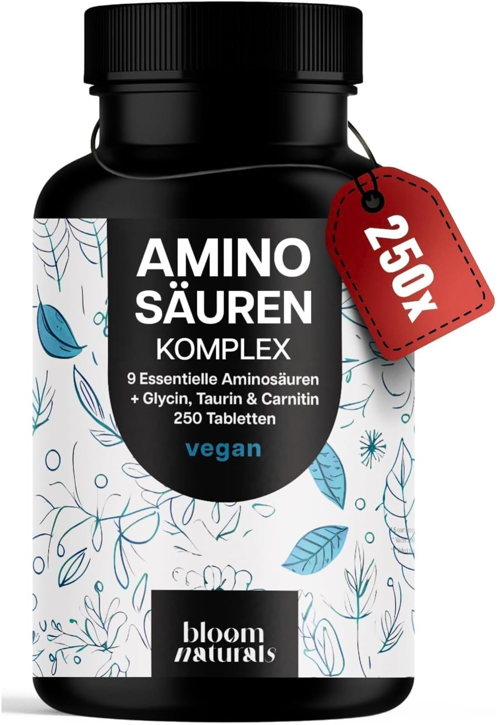 250 Vegan Aminosäuren Kapseln - 9 Essentielle + Glycin & Taurin
