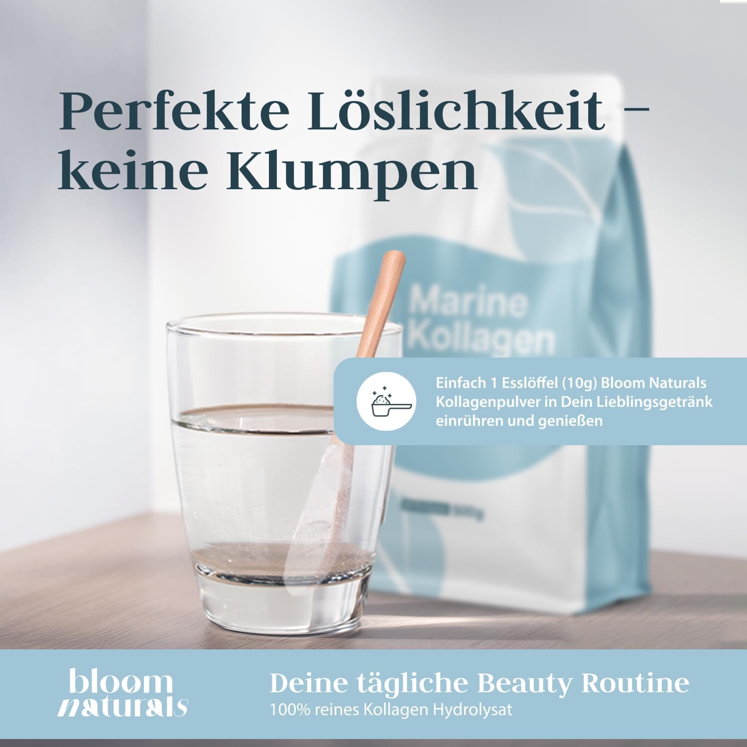 Marine Collagen Pulver - 500g - Hochdosiert & Geschmacksneutral, Fischkollagen, Meereskollagen, Fisch Kollagen - Laborgeprüft & produziert in Deutschland - Verpackung kann variieren