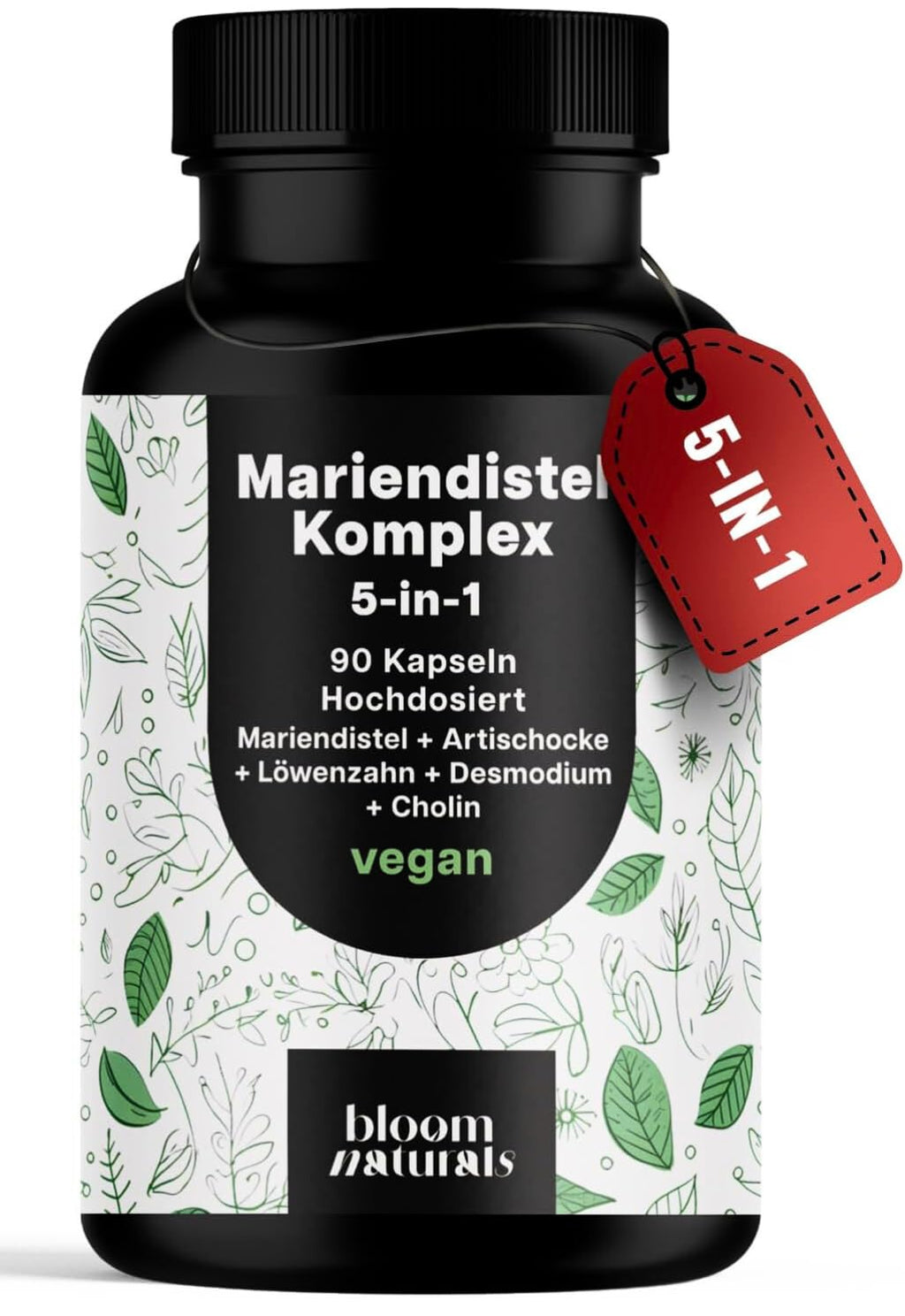 5-in-1 Leberkur: Mariendistel, Artischocke, Löwenzahn - 90 Kapseln