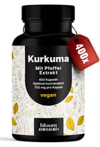 Hochdosierte Kurkuma Kapseln 700mg - 400 Stück - Vegan