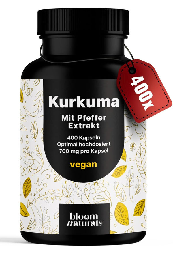 Hochdosierte Kurkuma Kapseln 700mg - 400 Stück - Vegan