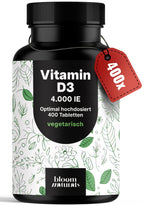 Vitamin D3 4000 IU - 400 Tabletten für Immunsystem & Knochen