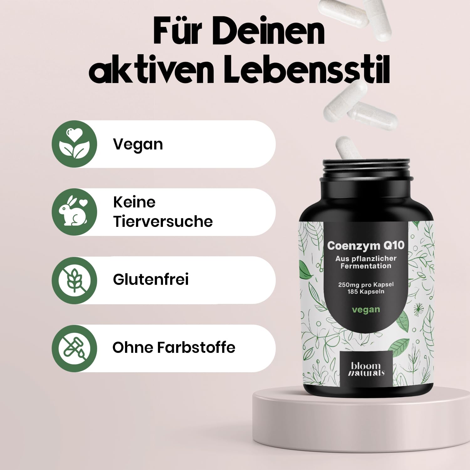 Vegan Coenzym Q10 Kapseln 250mg - 185 Stück, Made in Germany