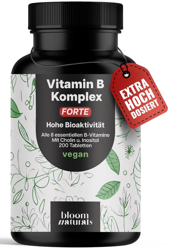 Hochdosiertes B-Komplex - 200 Tabletten - Vegan & Laborgeprüft