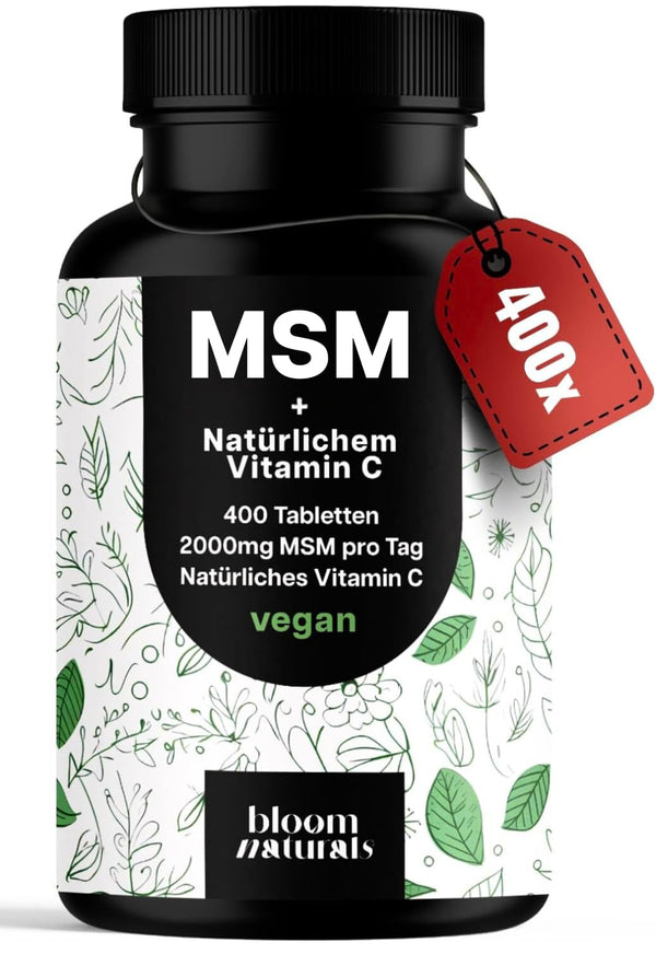 Hochdosierte MSM Tabletten 2000 mg mit Vitamin C - Vegan