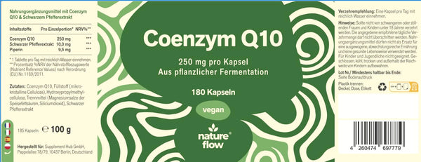 Coenzym Q10 Kapseln hochdosiert - 185 Kapseln mit 250 mg COQ10 pro Kapsel, aus pflanzlicher Fermenta