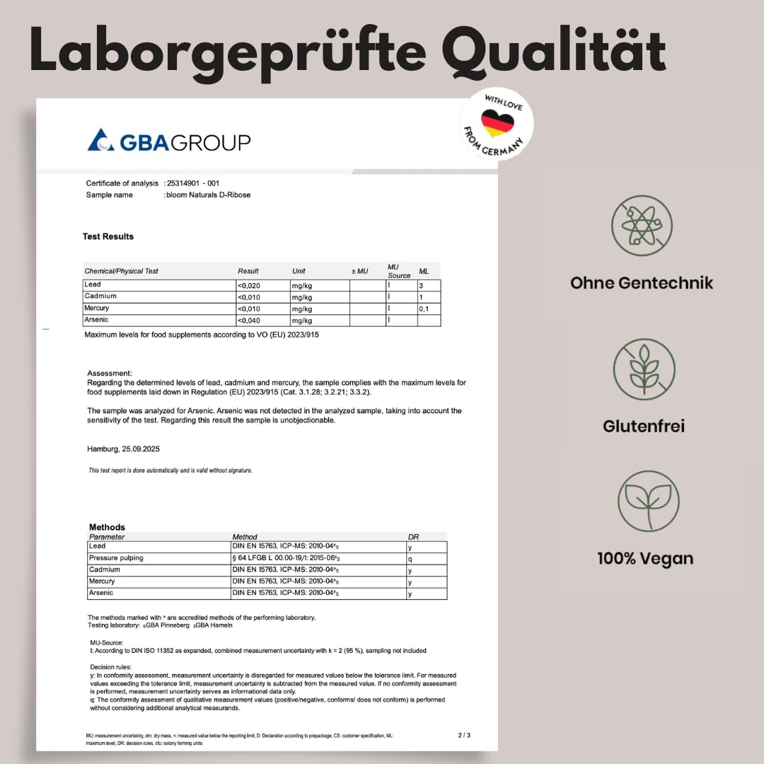 D-Ribose Pulver 300g – 60 Portionen, Vegan, Laborgeprüft