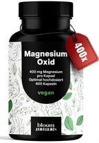 Magnesium oxid 400mg Kapseln - Hochdosiert, Vegan, 400 Stück