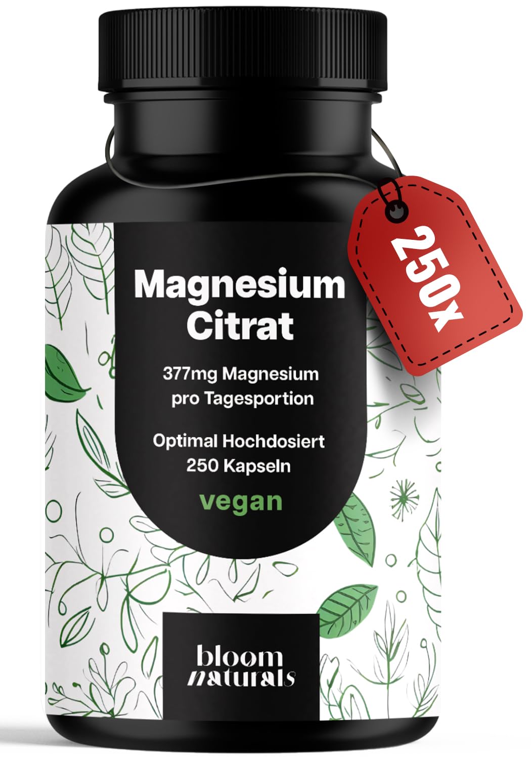 Bioverfügbares Magnesiumcitrat - 250 hochdosierte Kapseln