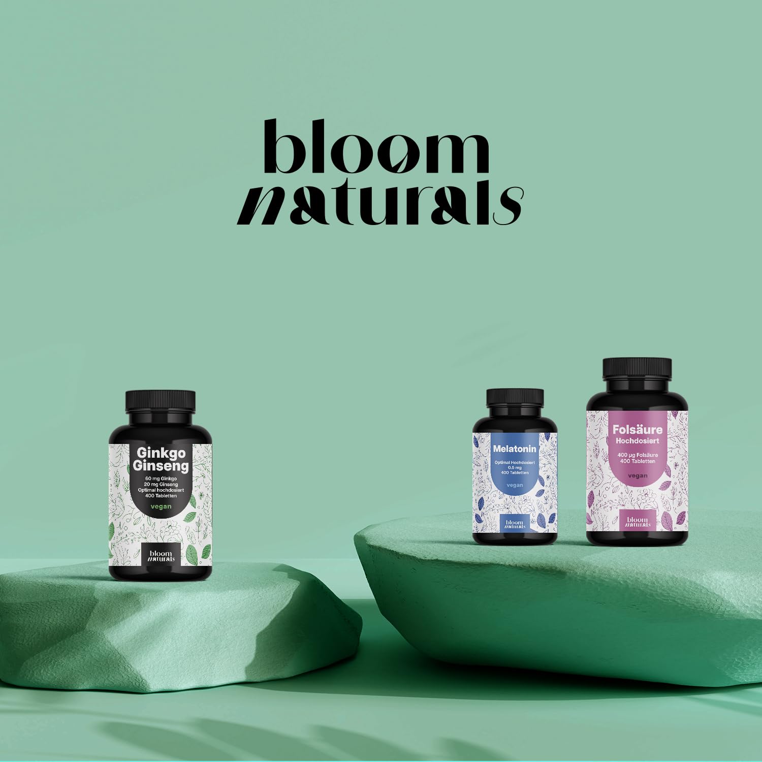 Hochdosierte Ginkgo + Ginseng Tabletten - 400 Stück, Vegan