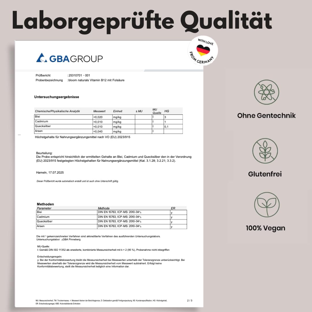 Hochdosiertes Vitamin B12 500µg + Folsäure 200µg - 400 Tabletten