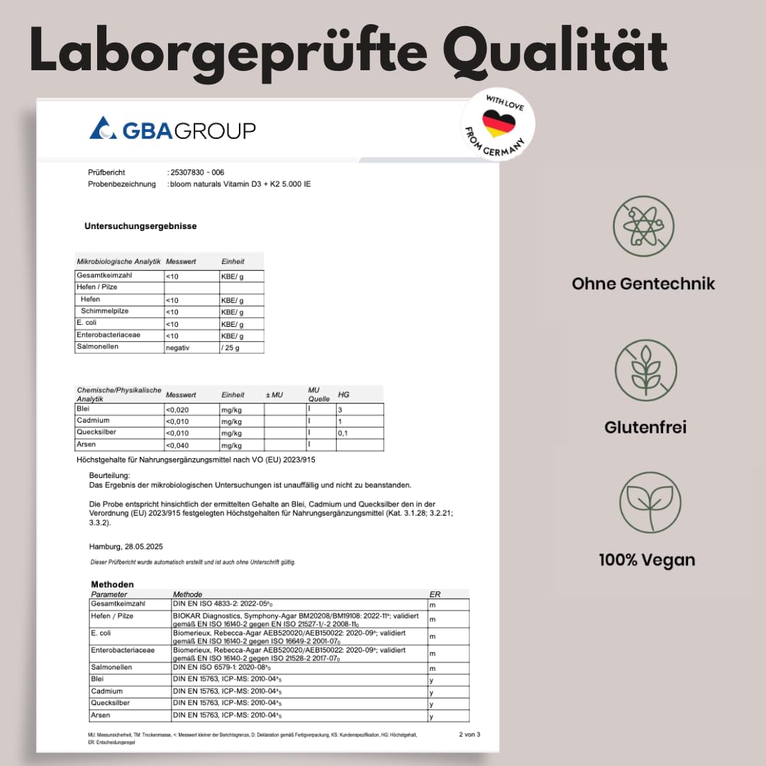 Vitamin D3 K2 5000 IE – 180 Premium Tablets – Made in Germany