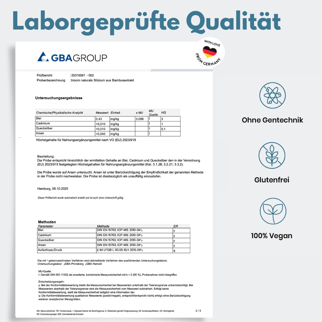 Vegan Silizium Kapseln 365 Stück aus Bambusextrakt 500mg