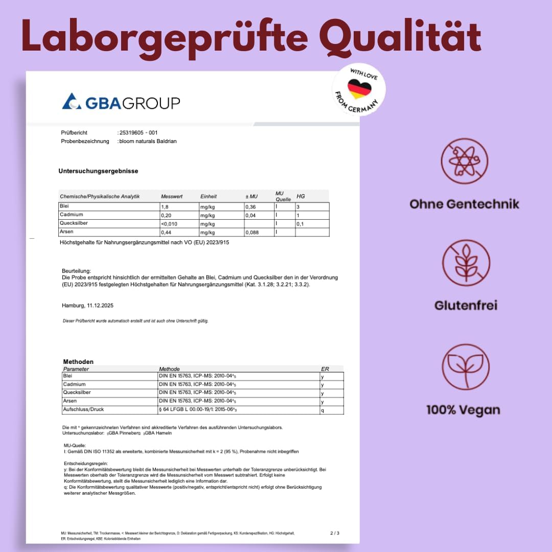 Baldrian Kapseln 600mg - Hochdosiert & Vegan, 190 Stück