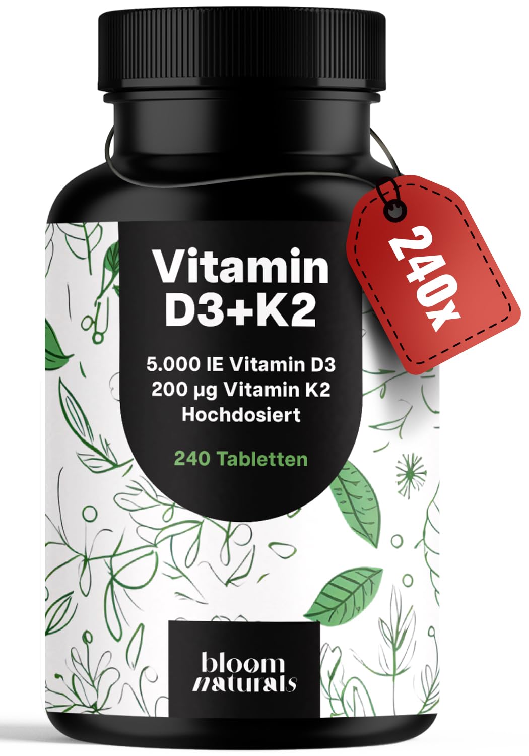 Vitamin D3 K2 5000 IE – 240 Tabletten, hochdosiert