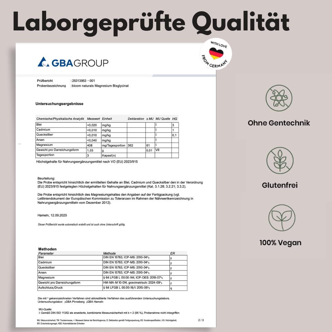 Magnesium Bisglycinat 250 Kapseln - Vegan & Laborgeprüft