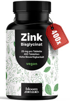 Hochdosierte Zink Tabletten 25mg - 400 Vegane Tabletten