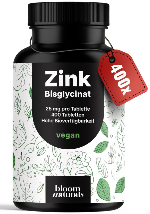Hochdosierte Zink Tabletten 25mg - 400 Vegane Tabletten