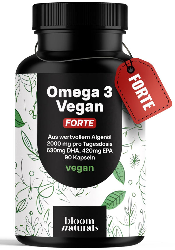 Omega 3 FORTE Vegan Kapseln - 90 Stück - 2000mg Algenöl
