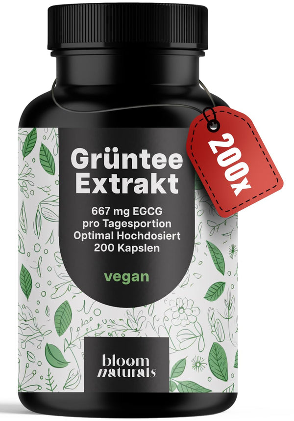 Hochdosierter Grüntee Extrakt 200 Kapseln - Vegan