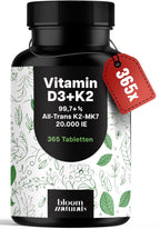 Vitamin D3 K2 20,000 IE – 365 Tablets – XXL Family Pack