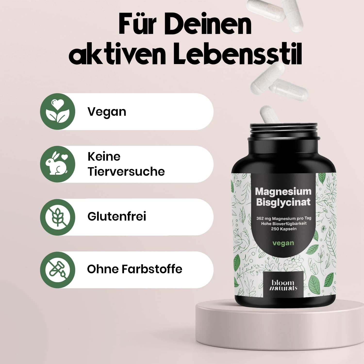 Magnesium Bisglycinat 250 Kapseln - Vegan & Laborgeprüft