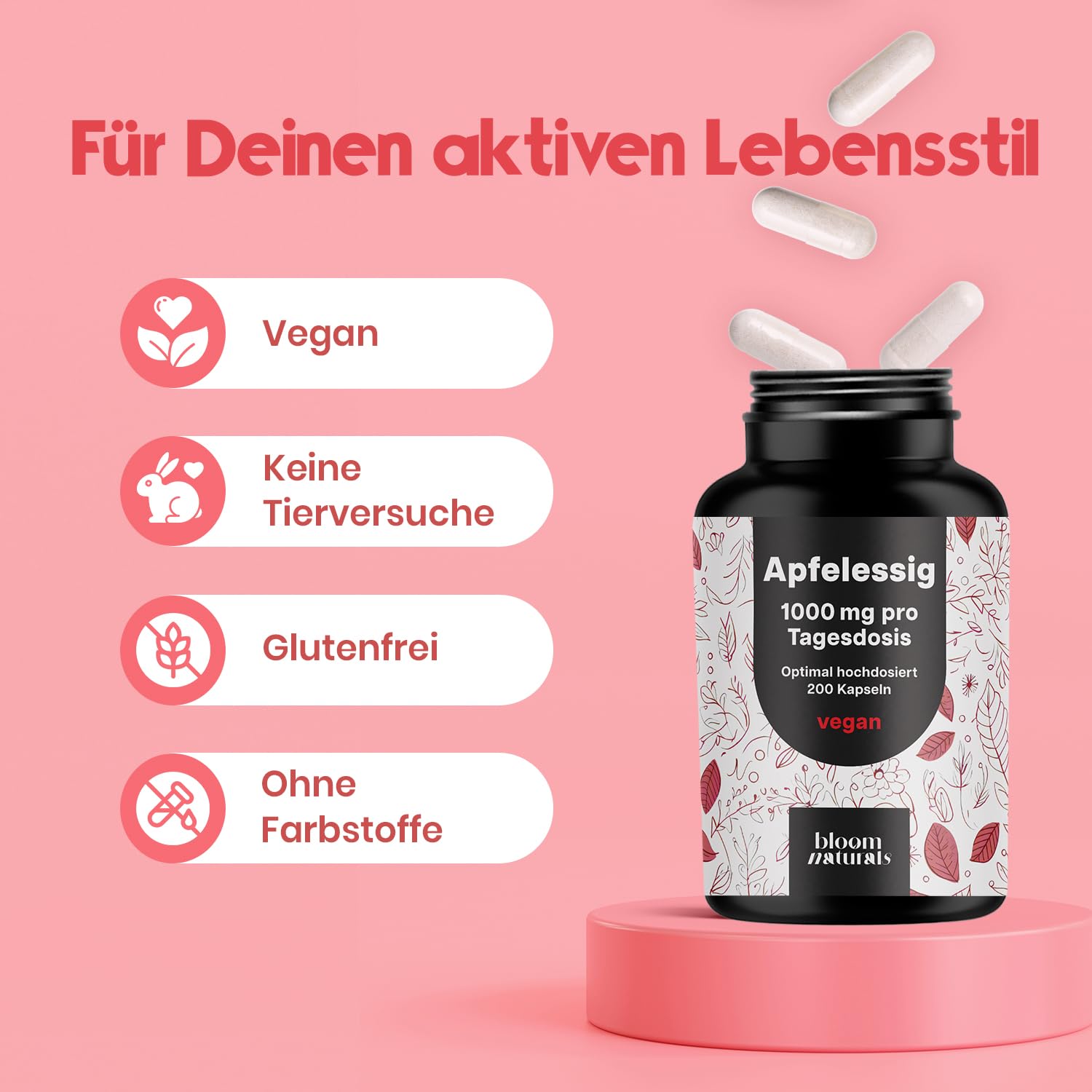 200 Hochdosierte Apfelessig Kapseln - Vegan & Laborgeprüft