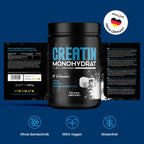 Creatin Monohydrat Pulver 500g - Kreatin Monohydrat in mikronisierter Qualität 100% vegan - Laborgeprüft - Verpackung kann variieren