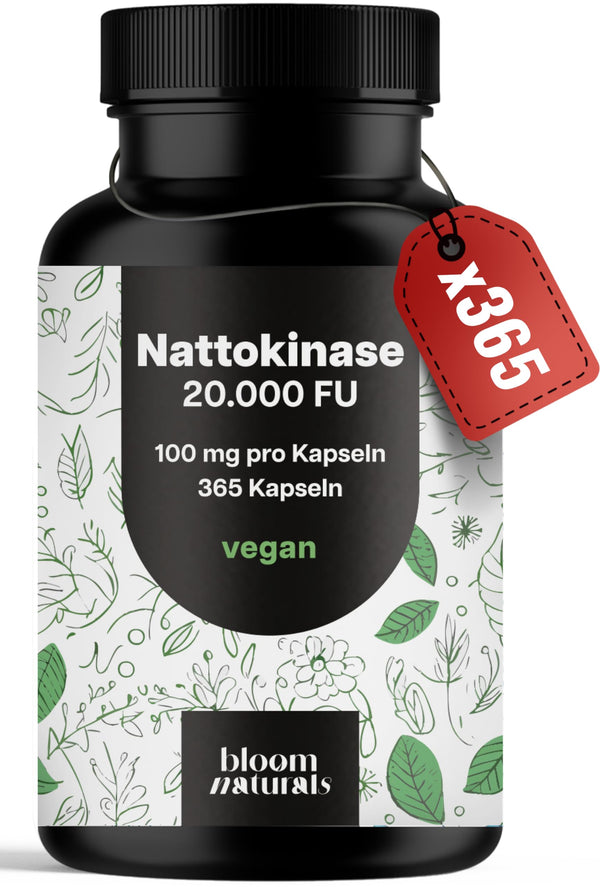 Nattokinase 100mg 365 Vegan Capsules - 20,000 FU