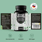 Hochdosierte Ginkgo + Ginseng Tabletten - 400 Stück, Vegan