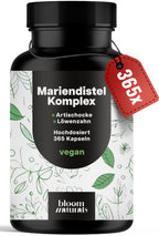 3-in-1 Leberkur: Mariendistel, Artischocke, Löwenzahn - 365 Kapseln