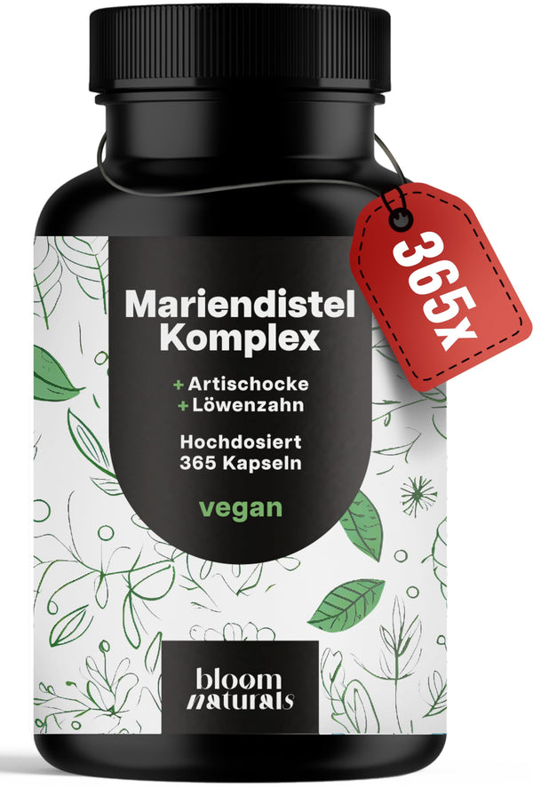 3-in-1 Leberkur: Mariendistel, Artischocke, Löwenzahn - 365 Kapseln