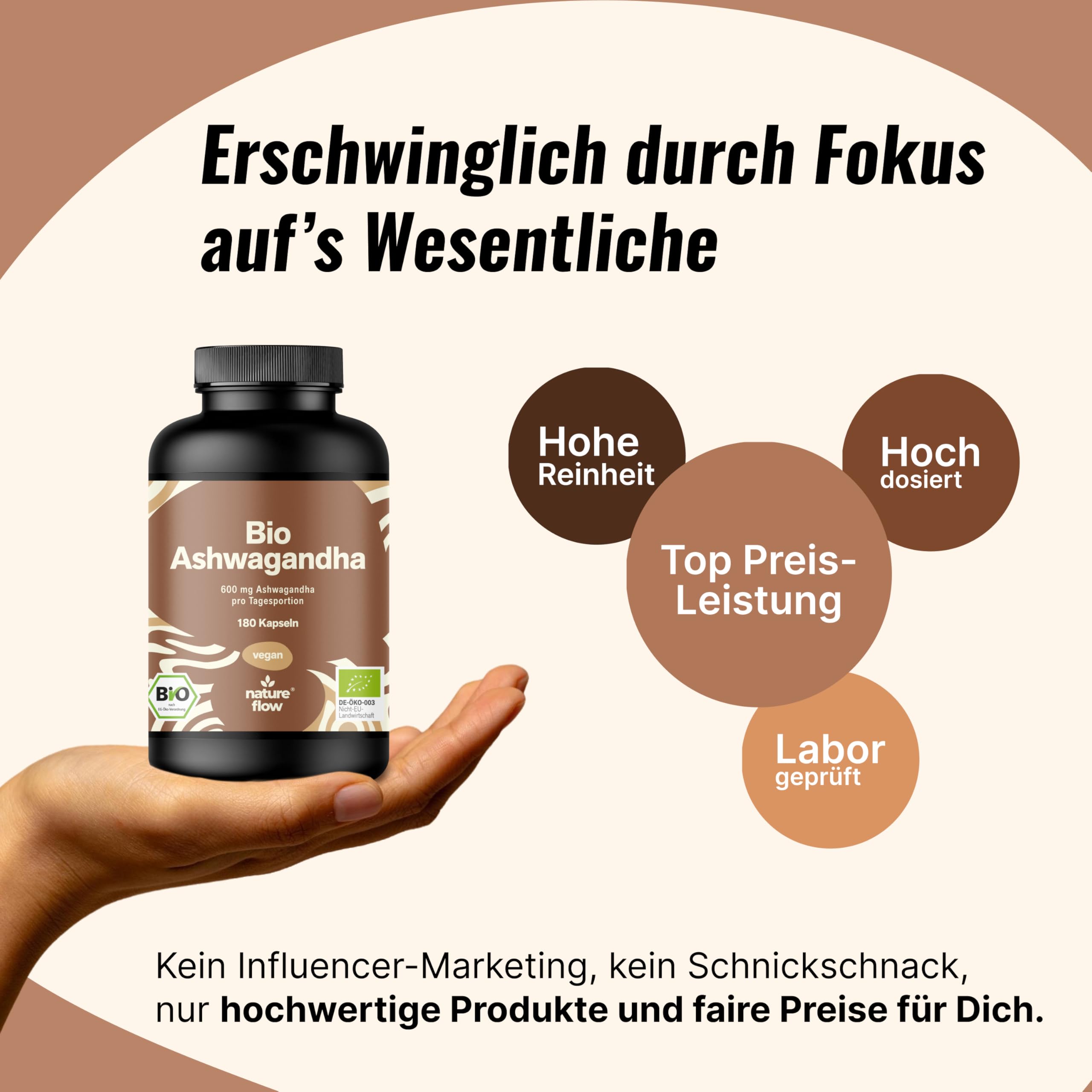 Bio Ashwagandha Kapseln hochdosiert - 180 Kapseln - 600 mg KSM-66®, vegan & prod Bild 4
