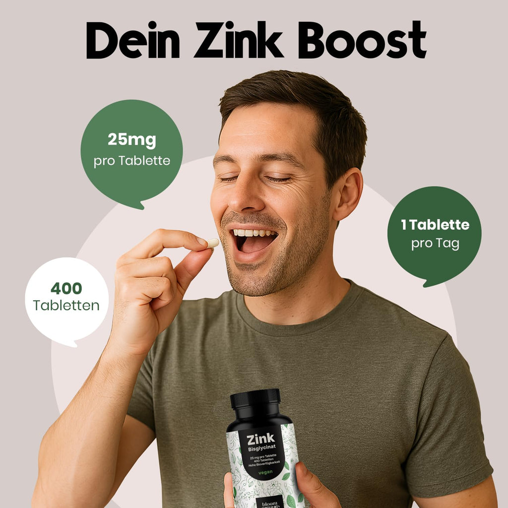 Hochdosierte Zink Tabletten 25mg - 400 Vegane Tabletten