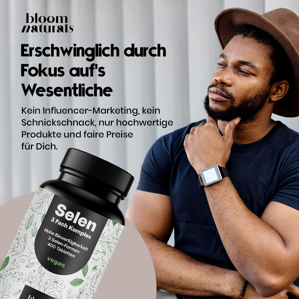 400 Tabletten Selen 200µg - 3-Fach-Komplex, Vegan & Laborgeprüft