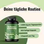 Schwarzkümmelöl Kapseln Hochdosiert – 420 Softgel Kapseln – 1.000 mg Tagesportio Bild 3