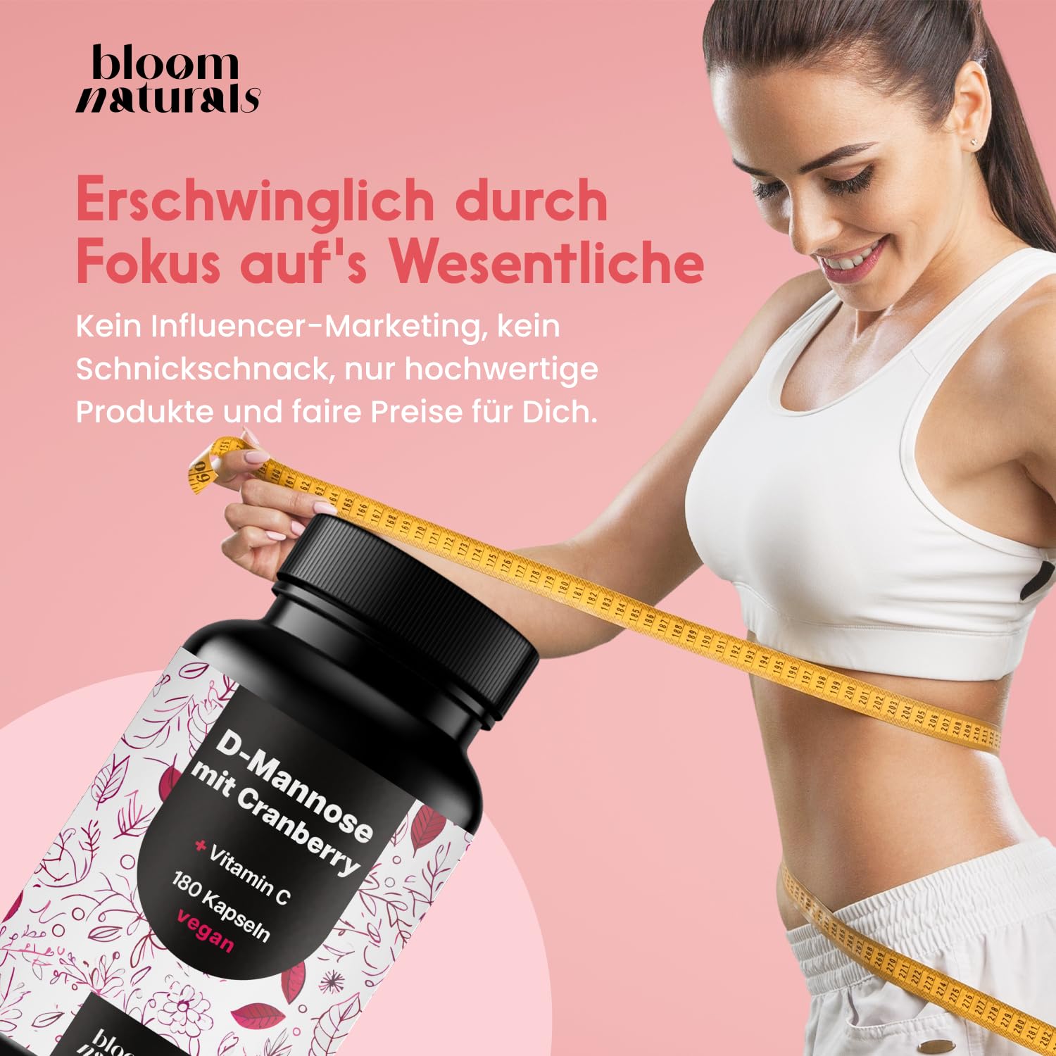 D-Mannose Kapseln mit Cranberry + Vitamin C - 180 Kapseln - 2100 mg D-Mannose pr Bild 5